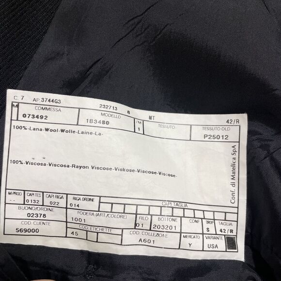 armani collezioni, Wool suit blazer Jacket, black, made in italy, Size 42/R - Picture 7 of 8